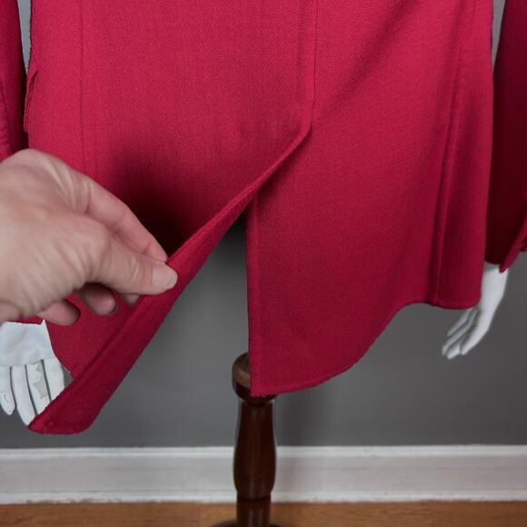 Theory sweater blazer size 2 red wool office suiting swacket minimalist tailored - Picture 7 of 12